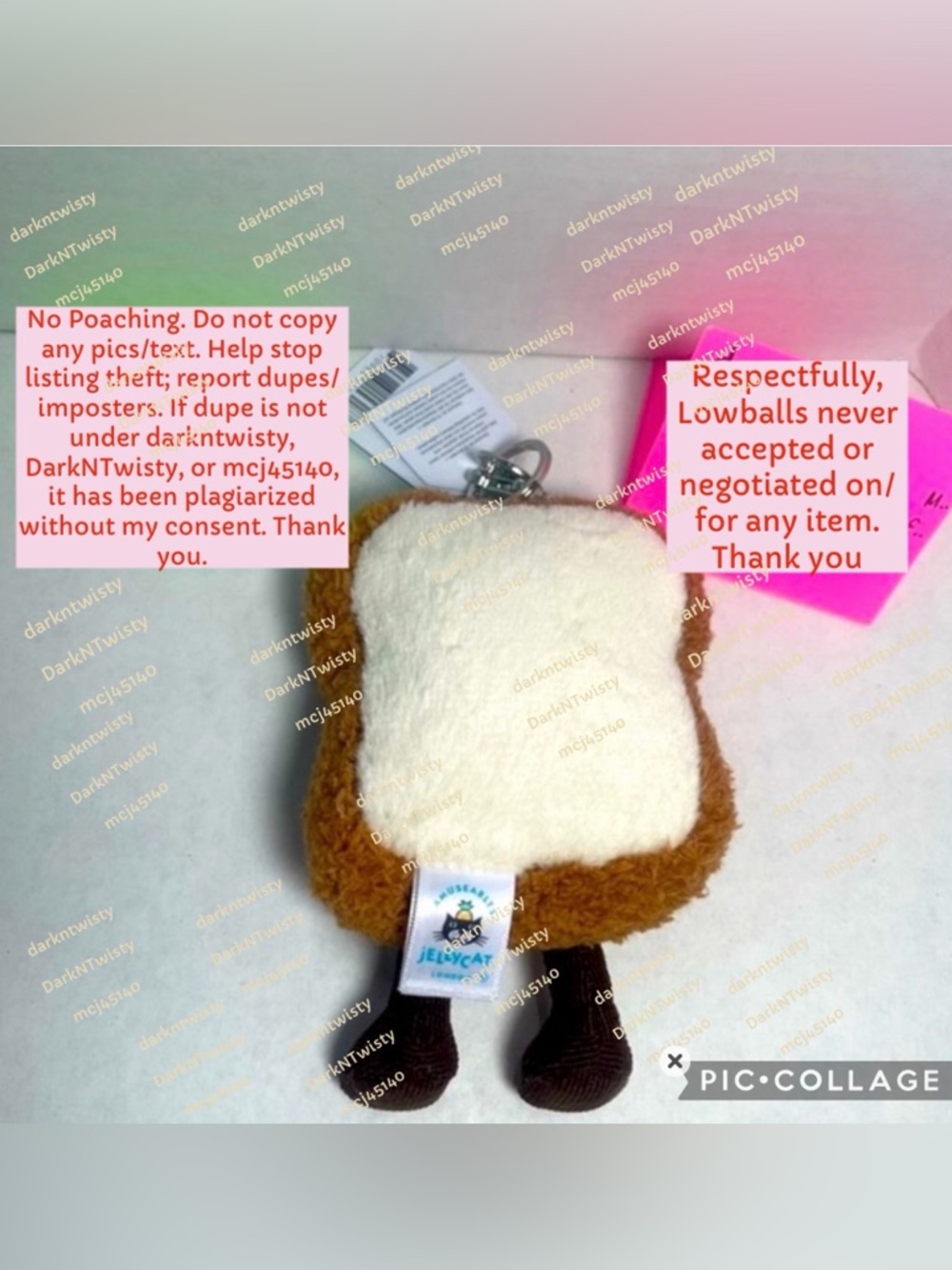 VERY LAST ONE! BNWT JELLYCAT AMUSEABLE TOAST BAG CHARM KEY CHAIN - Picture 2 of 12